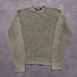 Stussy‎ Green Pigment Dyed Loose Chunky Gauge Knit Jumper Sweater Mens XL